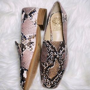 Vince Camuto Snake Print Loafers in Brown, Tan, Black, Cream